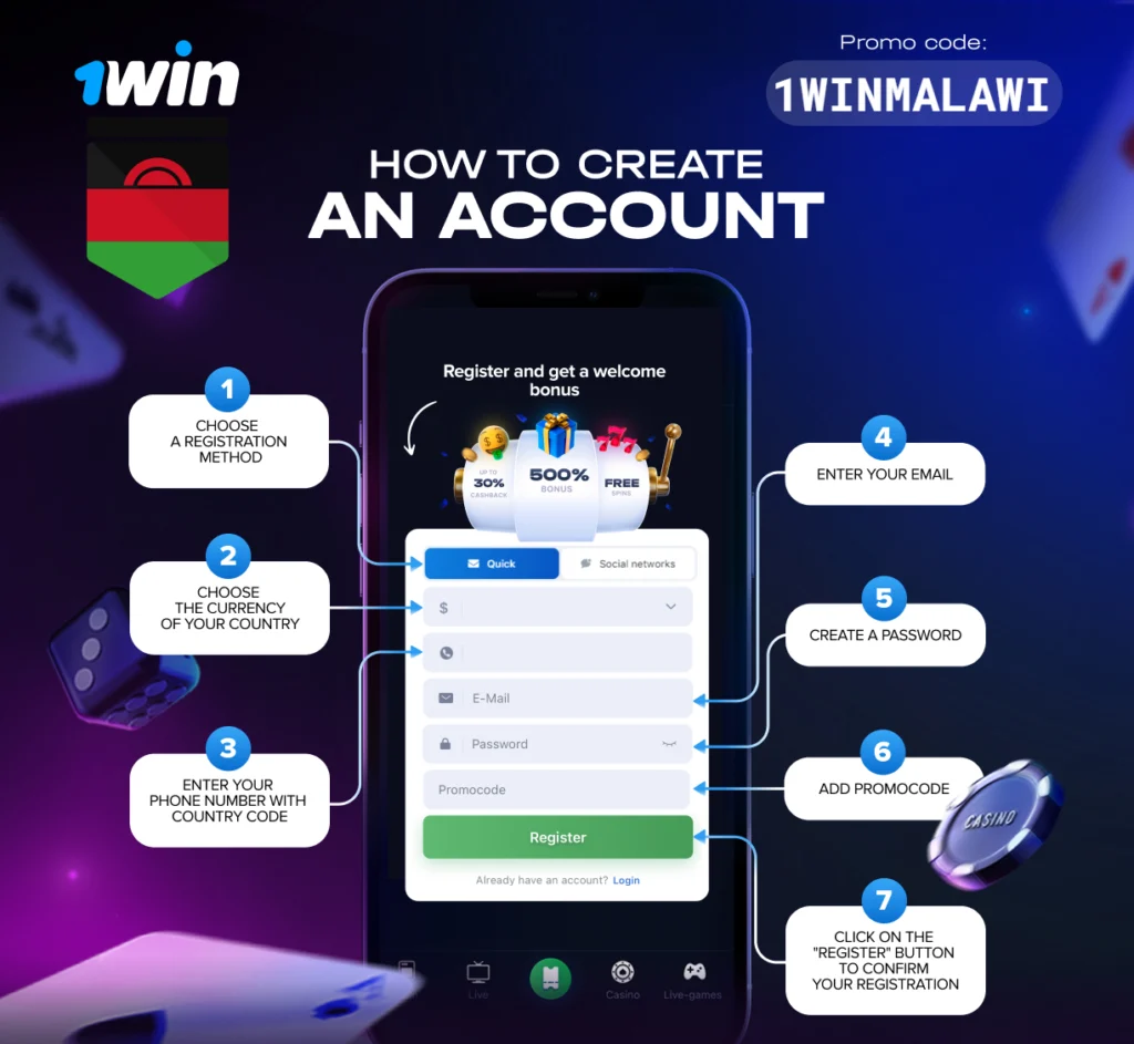 1win registration in Malawi